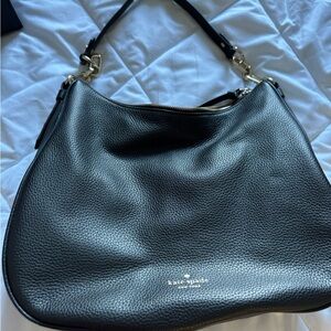 kate spade Black Pebbled Leather Shoulder Hobo with Gold Hardware
